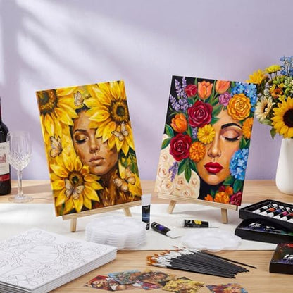 Cholemy 36 Pcs Paint and Sip Kit Gift for Adults 8''x10'',Floral Lady - Image 2