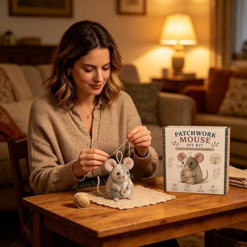 DIY Patchwork Animal Kit, Complete Handmade Sewing Set for Beginners, Create Cute Mice, Sheep, Koala, Patchwork Stitching Project for Craft Lovers (Style 2) - Image 4