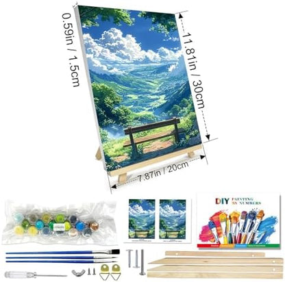 JOOZ Paint by Numbers kit for Adults with Frame, Landscape Paint by Number Canvas, Mountain Paint by Number with Easel, DIY Paint by Number Kits for Adults Landscape for Home Wall Decor 8 x 12 Inch - Image 2