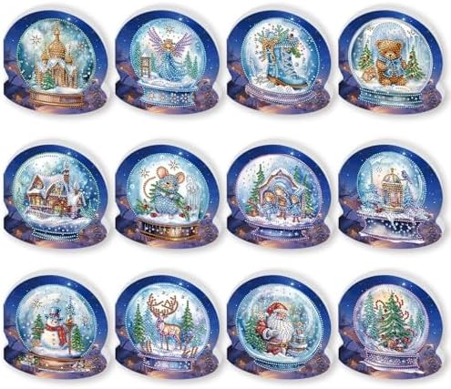 DIY Diamond Greeting Cards Set Christmas, 5D DIY Diamond Art Painting Greeting Card, DIY Christmas Card Making Kits for Family Friends Handmade Gift-#32-Crystal Ball by Unknown