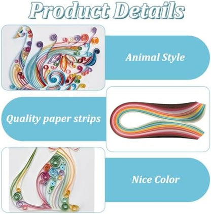 WEBEEDY 20 Sets Paper Quilling Kits for Beginners DIY Lovely Animal Quilling Card Making Kits with 36 Colors Strips, 20 Cards, Paper Quilling Tools and Supplies Home Room Wall Art Decor Creative Gift - Image 3