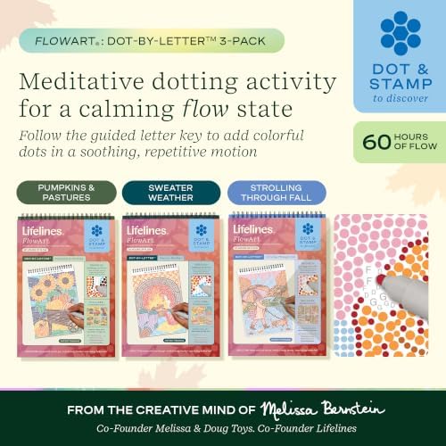 Lifelines FlowArt Activity Pads 3-Pack, Dot-by-Letter Guided Coloring Books - Image 2