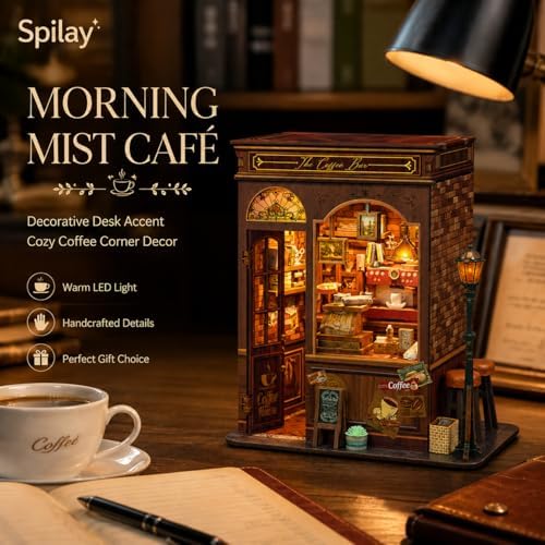 Spilay Book Nook Kit for Adults, Morning Mist Cafe DIY Miniature House Kit - Image 4