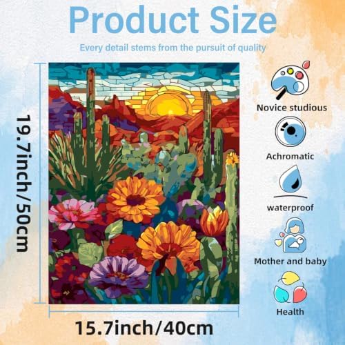 Flower Paint by Numbers Kit for Adults Paint by Number for Adult Beginner - Image 3