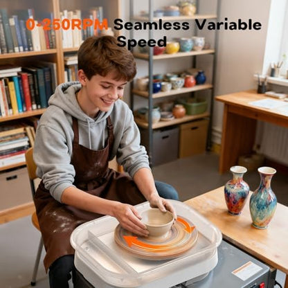 Pottery Wheel for Adults, Kids, Teens, Beginner, Professional - 7" Turnable Eletric Clay Spinner with Adjustable Speed & Removable Tray, Ceramic Home Kit, DIY Set Gift for Artists & Hobbyists - Image 6