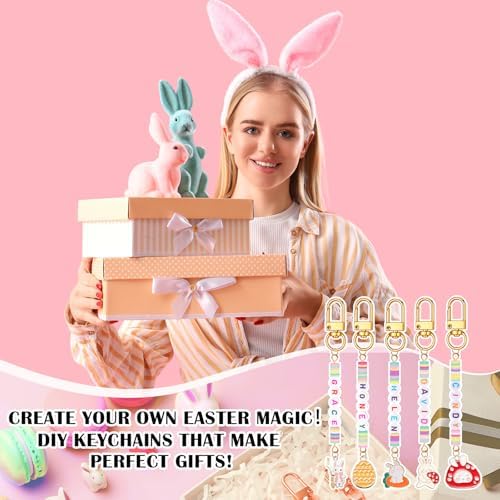 Tondiamo 2823 Pcs Easter Charms for Jewelry Making Easter Bead Keychain DIY Craft Making Kit Key Ring Charms Letters Beads String for Gift Jewelry Key Ring Backpack Accessories - Image 5