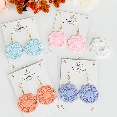 Xaekicr Floral Wreath Polymer Clay Cutters for Earrings – Clay Earring Cutters Set with Nature Pattern, Clay Tools for DIY Jewelry Making - Image 6