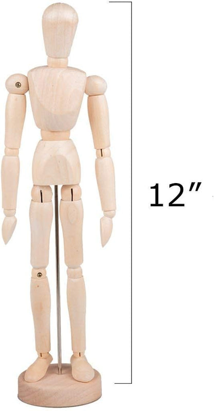 ZXZCTTC 2Pack 12 Inches Tall Wooden Mannequins of Men and Women Artist Mannequins with Stand Ornaments - Great for Painting or Tabletop Decoration