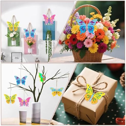 24PCS Wooden Crafts to Paint, Wooden Butterflies, Wooden Spring Ornaments to Paint, 8 Styles Unfinished Wood Crafts for Home Hanging Decorations, Crafts for Seniors, Butterfly Shape - Image 5