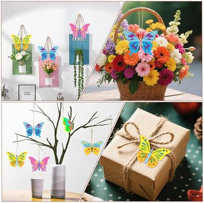 24PCS Wooden Crafts to Paint, Wooden Butterflies, Wooden Spring Ornaments to Paint, 8 Styles Unfinished Wood Crafts for Home Hanging Decorations, Crafts for Seniors, Butterfly Shape - Image 5