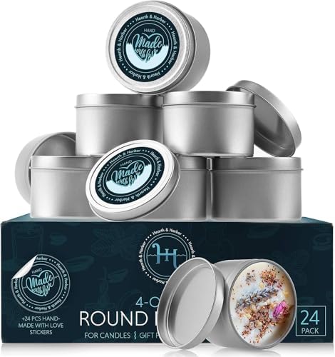 Hearth & Harbor 10 lbs. Soy Candle Wax with Supplies, 4 oz. 48 Pack Tin Jars with Lids, Cotton Candle Wicks, Wick Stickers and Centering Devices - Soy Wax Flakes with Containers for Candle Making - Image 2