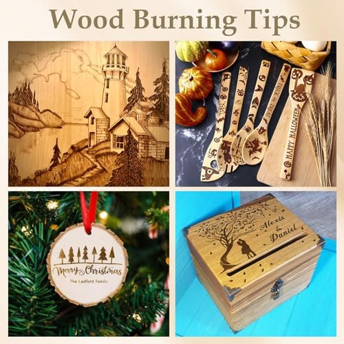 AOZUO 109 Pcs Wood Burning Tips, Wood Burning Tip Set Including Woods Burnings Letters Numbers Symbol Woods Burnings Tip for Wooden Burner DIY Embossing Wooden Burn Carving Crafts - Image 7
