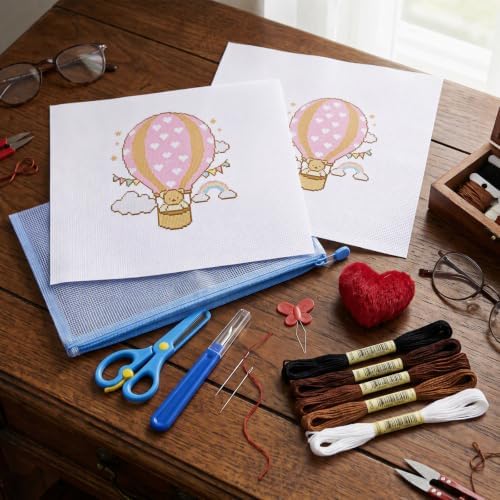 23Pcs Hot Air Balloon 18 Mesh Needlepoint Canvas Kit for Beginners Adults - Image 6