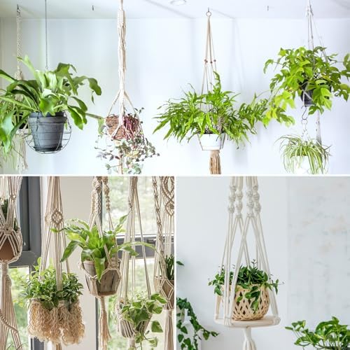 Hdviai Macrame Plant Hanger Kit, 3mm x 220Yards Cord for Adult Beginners DIY Macrame Wall Hanging Kit, with 2Pcs Wooden Dowels + Beginner's Manual + Soft Ruler+ Five Wooden Beads - Image 5