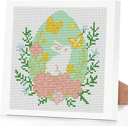 Tiwabb Easter Egg Stamped Cross Stitch Kits for Adults Beginners with Frame by DIYHomeDecor