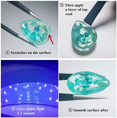 10x30ML Crystal Clear UV Resin Epoxy Transparent with 15 Jewelry Molds 60 Decorations + Portable Lamp + 10ML Top Coat Gel Polish to Add Shine, Resin Kit for Making Earrings Bracelets Necklaces - Image 5