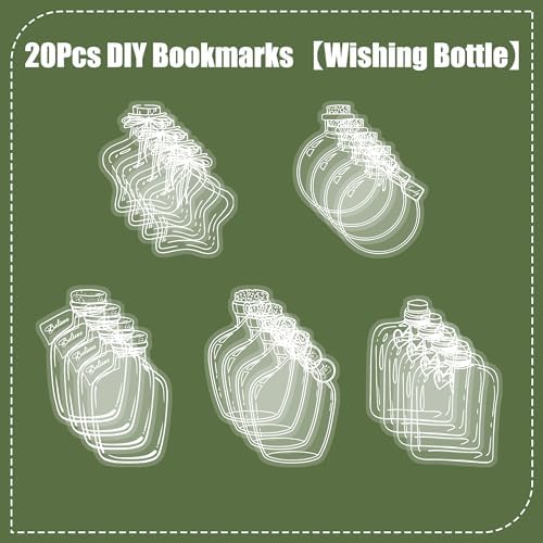 Large Size Transparent Dried Flower Bookmarks, 20 PCS Handmade DIY Flower Page Clips,World in Bottle-Making Stunning Herbarium(Wishing Bottle) - Image 3