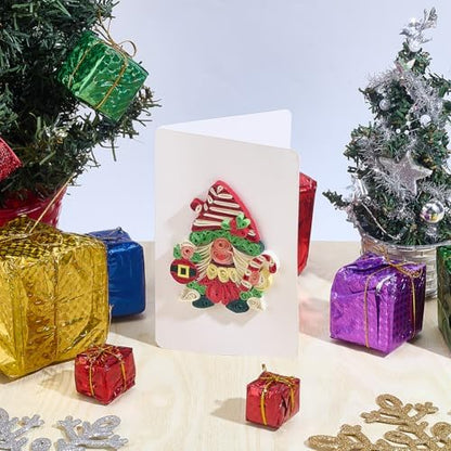 WEBEEDY 20 Sets Christmas Gnomes Paper Quilling Kit DIY Card Making Kit with Instruction for Adult Beginner Handmade 3D Christmas Trees Gnomes Greeting Card for Party Holiday Decor Gift - Image 5