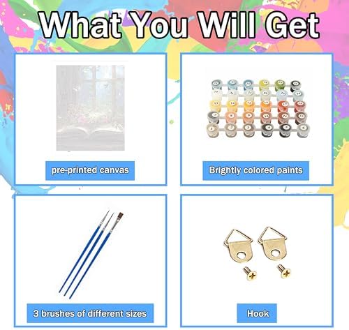 Yunruily Butterfly Book Paint by Number Adult-Butterfly Canvas Paint by Numbers for Adults,Flowers Paint by Number Kits on Canvas for Gifts Home Wall Decor(16x20inch) - Image 5