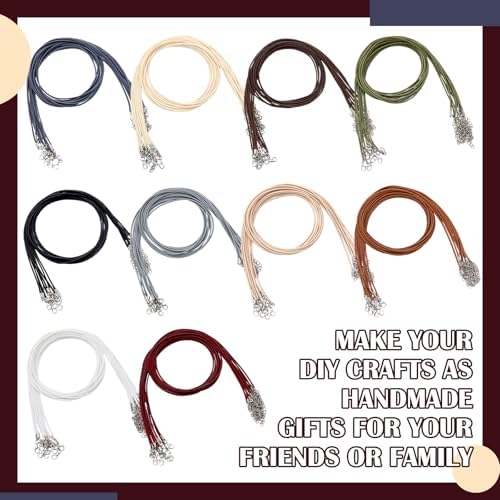 Tudomro 100 Waxed Leather Necklace Cord with Clasp,Earth Tone,18 Inch - Image 3