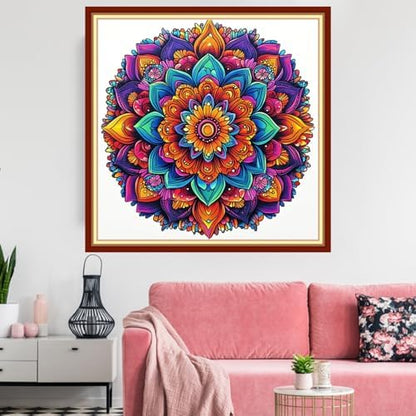 Redxing Stamped Cross Stitch Kits Embroidery kit for Beginners Adults Full Range of Embroidery Patterns Starter Kits DIY Printed Cross Stitch Kits Needlepoint Kits 11CT-Colorful Mandala 18x18 inchs - Image 2