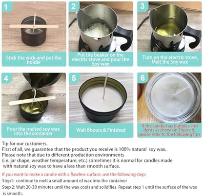 Soy Wax Candle Making Kit Supplies With Wax Melter, Natural Candle Wax For Candle Making, DIY Art&Crafts Kit for Adults,Beginner, Including 2lbs Soy Wax Flakes, Electric Stove,CandleWick,Melting Pot - Image 6