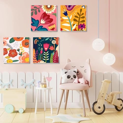 eimivrc 4 Pack Paint by Numbers Kit for Adults Framed,Flowers Paint by Numbers for Adults Beginner,DIY Acrylic Oil Painting for Home Wall Decor(8x8inch) - Image 4