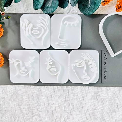 Polymer Clay Cutters Line Face Set – 6PCS Abstract Portrait Clay Cutters for Polymer Clay Jewelry, Clay Earring Cutters with Arch Shape and Face Texture Molds, Clay Tools for Artistic Earrings - Image 6