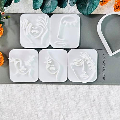 Polymer Clay Cutters Line Face Set – 6PCS Abstract Portrait Clay Cutters for Polymer Clay Jewelry, Clay Earring Cutters with Arch Shape and Face Texture Molds, Clay Tools for Artistic Earrings - Image 6