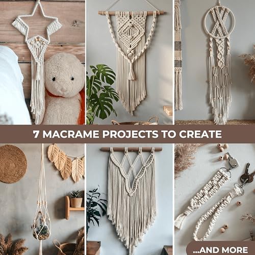 MIGO Creates Macrame Kits for Adults Beginners with 112 Macrame Supplies and 7 Projects Book: DIY Macrame Kit Includes 165 Yards Macrame Cord with Craft Supplies & Materials to Start Macrame! - Image 2