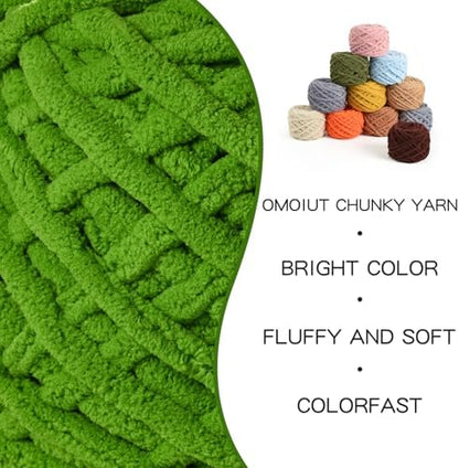 Plush Chenille Chunky Yarn 100g (49.2yd) - Fluffy Velvet Yarn Crochet for Blanket Knitting and Crocheting - Baby Yarns for Crocheting Soft - Amigurumi Yarns (Lime Green) - Image 2