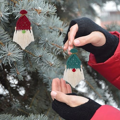 FREEBLOSS 3 Set Macrame Christmas Gnomes Santa Claus Kit - Image 6