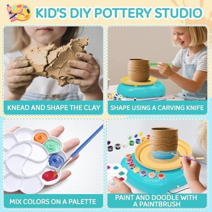 Pottery Wheel for Kids, Complete Kit with Air-Dry Clay, Ages 8-12 - Image 4