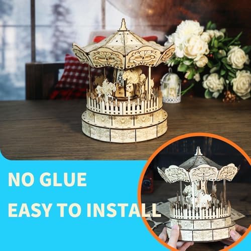 Music Park 3D Wooden Puzzle, Carousel Music Box - Image 6
