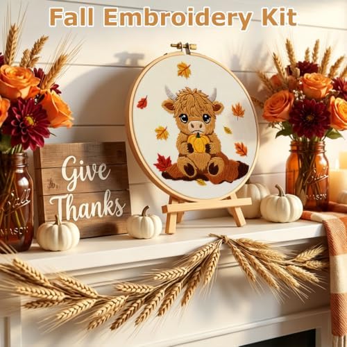 Louise Maelys Highland Cow Embroidery Kit for Beginners（Autumn - Image 5