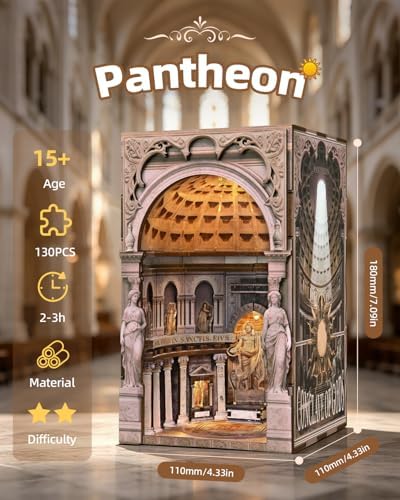 MiniCity Pantheon Book Nook Kit, DIY Miniature Architecture Model with LED - Image 2
