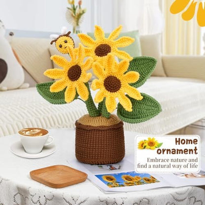 LUNARM Crochet Kits, Crochet Kit for Beginners Adults Sunflower - Image 6