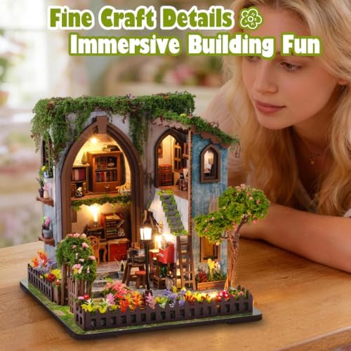 Miniature House Kit for Adults, Dollhouse Kit Garden with LED - Image 5