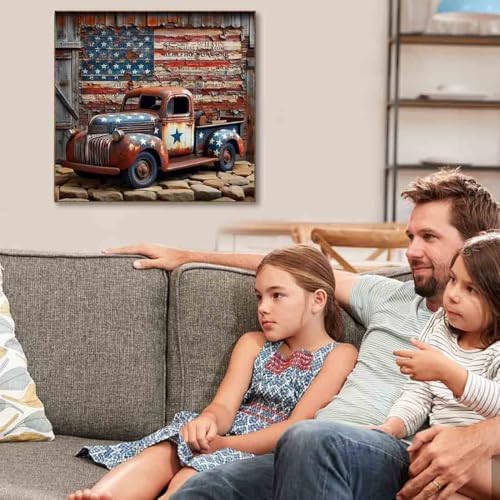 Tiwabb American Truck Flag Stamped Cross Stitch Kits for Adults Beginners - Image 2