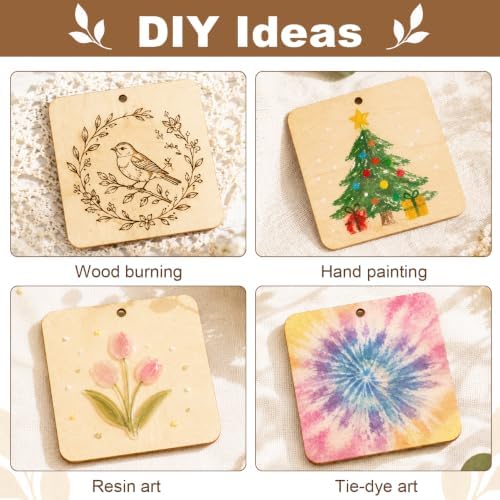 25PCS Wood Squares for Crafts, 4" Unfinished Wood Plaques - Image 3