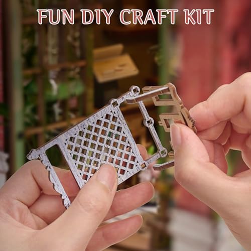 DIY Book Nook Kit, Miniature Dollhouse Bookshelf Insert with Light - Image 3