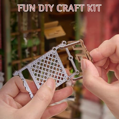 DIY Book Nook Kit, Miniature Dollhouse Bookshelf Insert with Light - Image 3