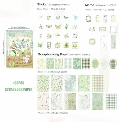Doraking 100pcs Vintage Floral Scrapbook Paper Journaling Stickers Assorted Set, Material Paper Memo Junk Journal Supplies for Bullet Journaling Retro Crafts Planner Collage Card Album - Image 2