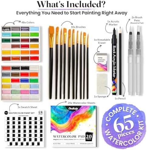 Chalkola 48 Semi Moist Water Colors Paint Adult Set - Professional XL Pans - Image 2