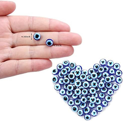 Resin Blue Evil Eye Beads for Jewelry Making, Hamsa Beads, DIY Arts and Crafts Projects 0.31 in, 200 Pieces (Royal Blue M) - Image 2