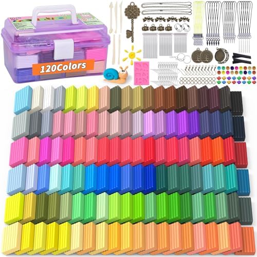 285 Pcs Polymer Clays 120 Bright Colors Oven Bake Clay Non-Sticky Modeling Clay DIY Starter Kit with Sculpting Tool and Accessories for Beginner Artists Jewelry Making Craft Gifts by UZLUbuywithconfidence
