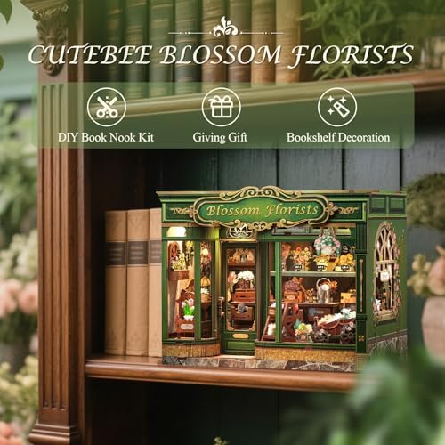 CUTEBEE Book Nook Kit, Miniature House Kit for Adults, Flower Shop Booknook - Image 6