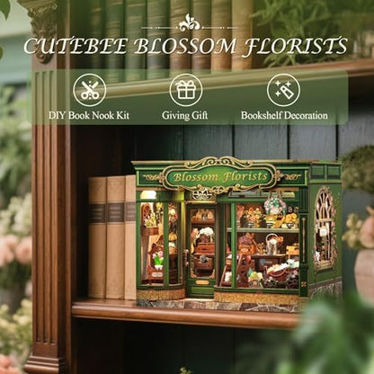 CUTEBEE Book Nook Kit, Miniature House Kit for Adults, Flower Shop Booknook - Image 6