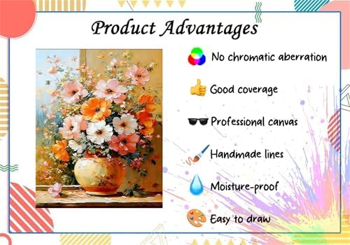 Flower Paint by Numbers Kit for Adults,Wild Daisy Adult Painting by Numbers for Beginner on Canvas,DIY Painting Kits for Home Wall Decor,Gifts (Flower5) - Image 5