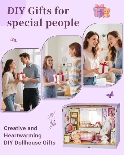 DIY Miniature House Kit-Bedroom, 3D Wooden Puzzles with LED Light - Image 6